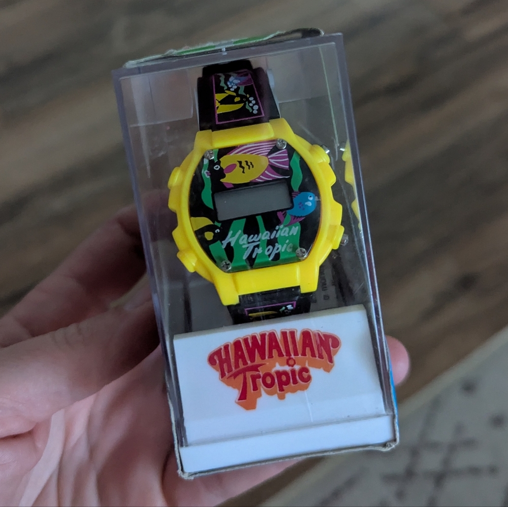 NITB Vintage Hawaiian Tropic Digital Watch With Adjustable Band. Tropics Theme